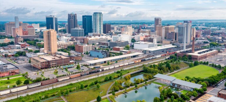 Downtown Birmingham, Alabama pictured from above for decorative purposes.